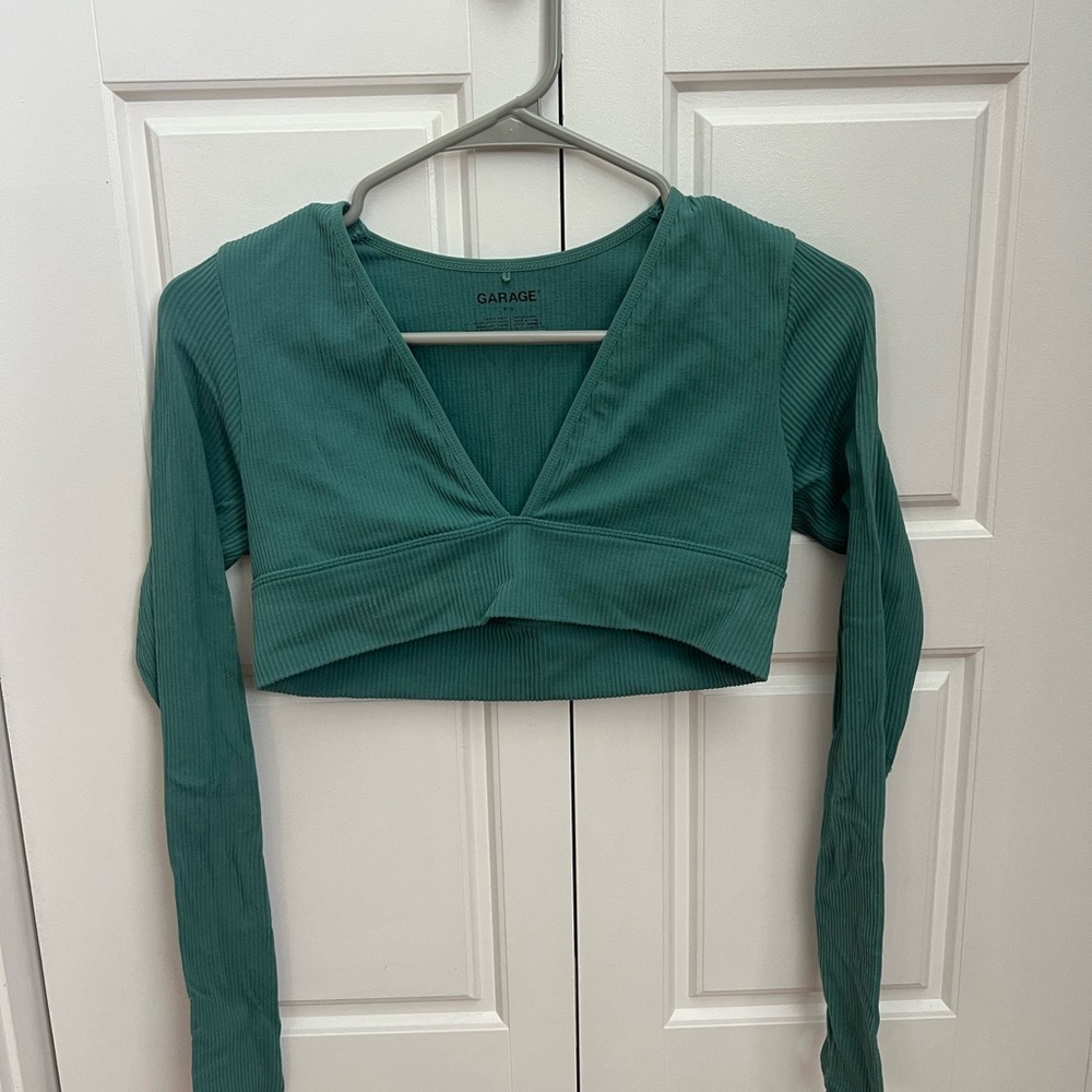 Garage Green Fitted Crop Top